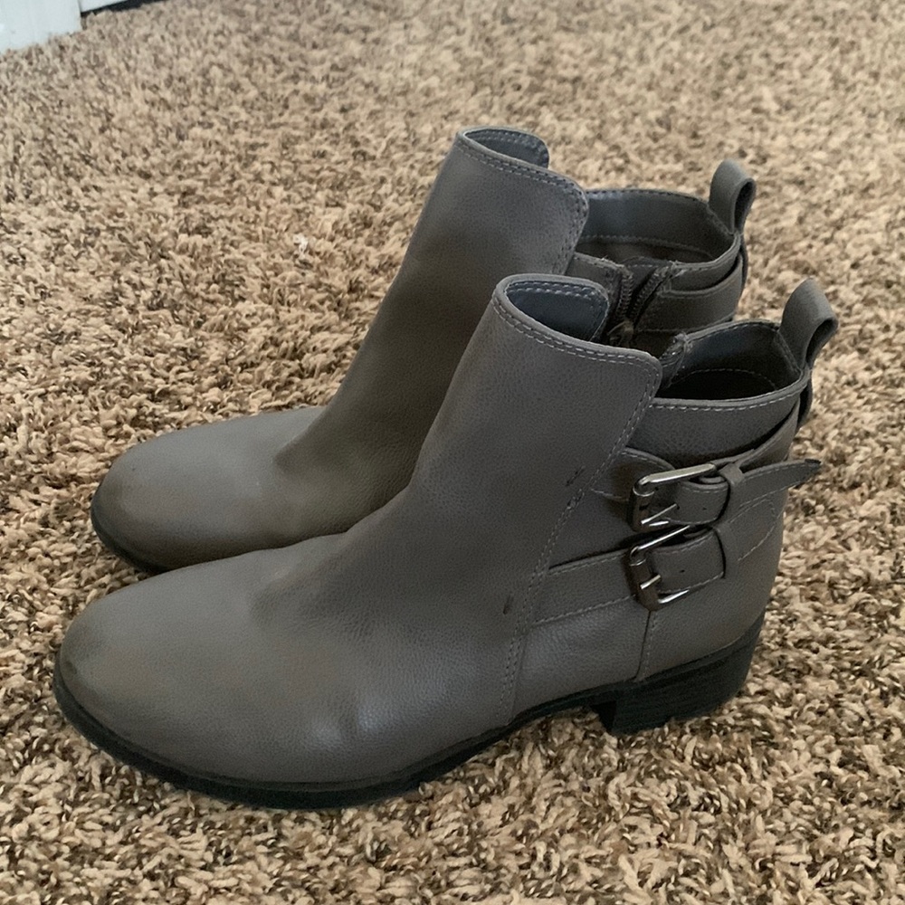 Gray ankle booties